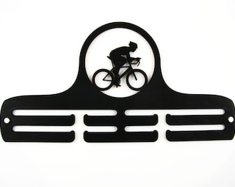 Cadeau de support de médaille de cycliste pour les cyclistes Porte-médaille Cadeau de cycliste Décor mural de cycliste Souvenir de cycliste Cadeau de sport Cintre en bois