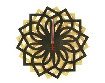 Flower Wooden Wall Clock Silent Floral Nature Inspired Wall Decor Unique Gift for Mom Modern Wood Clock Flower Art Housewarming Gift