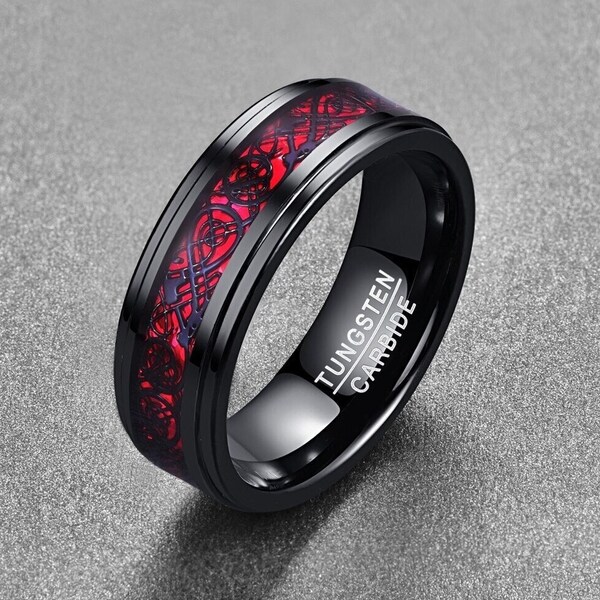 Black And Red Titanium Ring Lila Dragon Black Blue Gold Silver Red