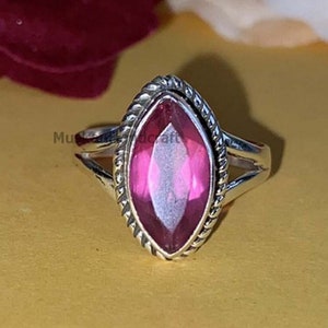Ruby Ring, 925 Sterling Silver Handmade Ring For Women, Marquise Shape Gemstone Ring, Statement Ring, Boho Dainty Ring, Promise Ring For Her