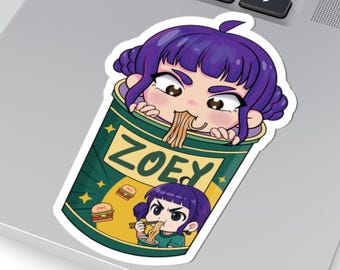 Zoey Ramen Sticker, Zoey Ramyun, Kpop Demon Hunters, Huntrix Girls, Laptop Decals, Phone Stickers, Waterproof Stickers