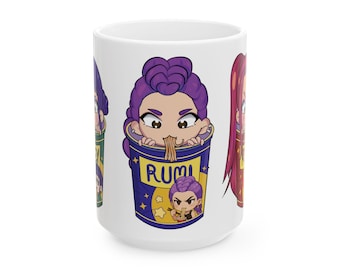 Huntrix Ramyun Mug, Kpop Demon Hunters, Kpop Movie Mug, Huntrix Girls, Zoey, Rumi, Mira