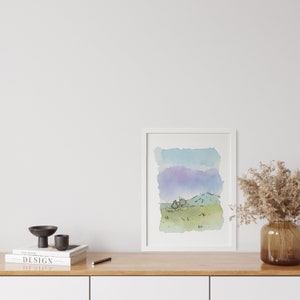 Mountain Hill Watercolor Painting, Tiny Landscape Painting, Mini Landscape Painting, Mini Watercolor Painting, Landscape Wall Art