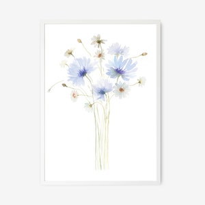 Wildflower Bouquet Watercolor Painting, Floral Wall Art, Flower Watercolor, Printable Wall Art, Digital Prints