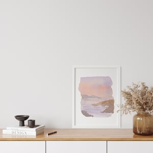Cloudy Mountain Sunset Watercolor Painting, Tiny Landscape Painting, Mini Landscape Painting, Mini Watercolor Painting, Landscape Wall Art