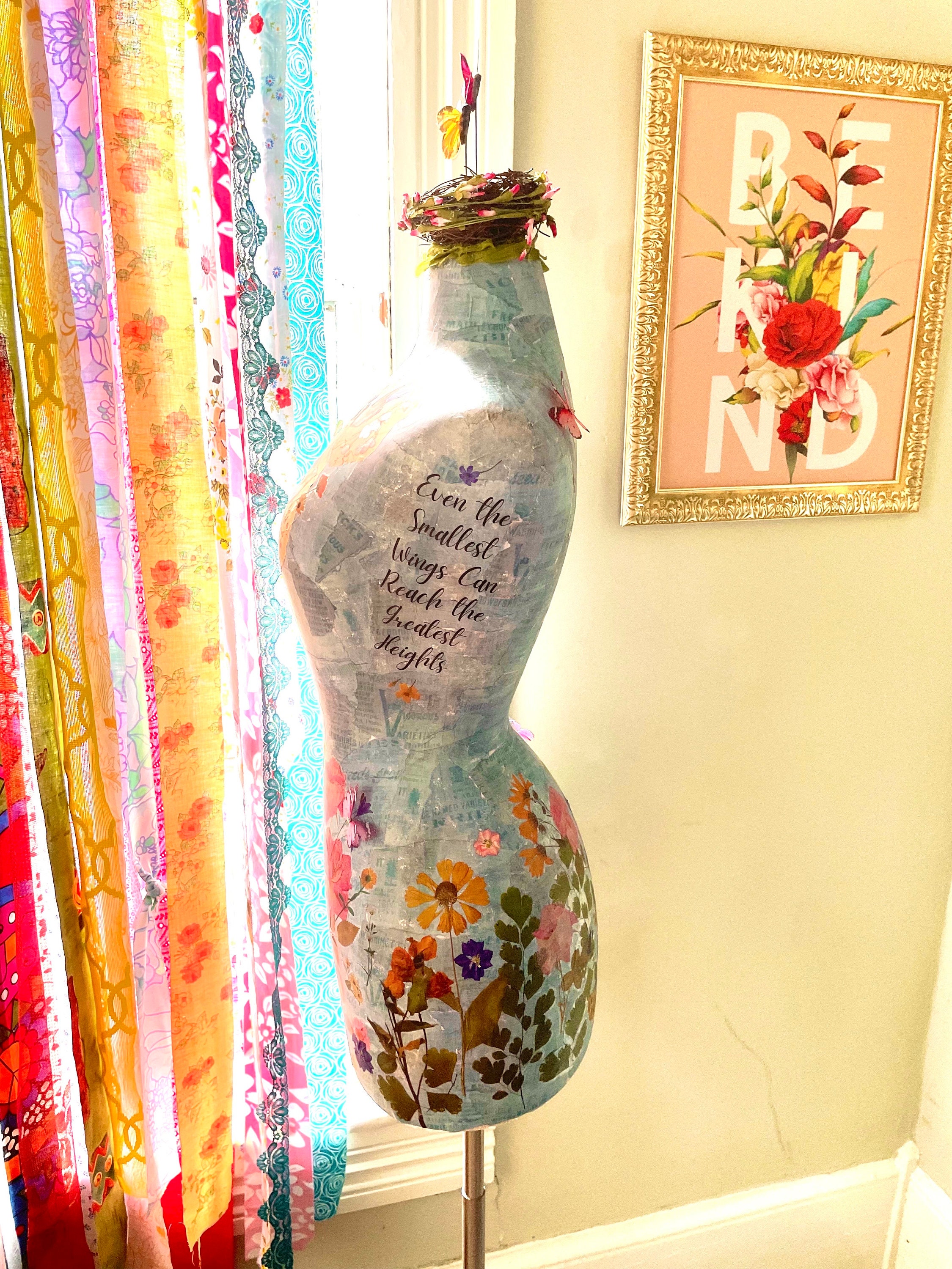Dress Form Mannequin, Decorated Dress Form, Floral Dress Form, Garden