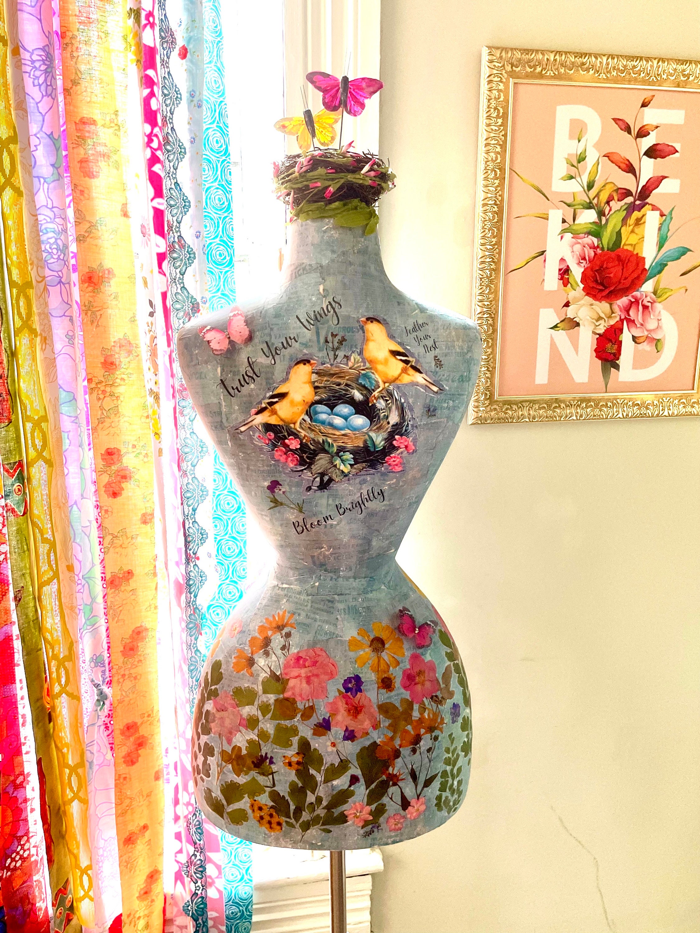 Dress Form Mannequin, Decorated Dress Form, Floral Dress Form, Garden