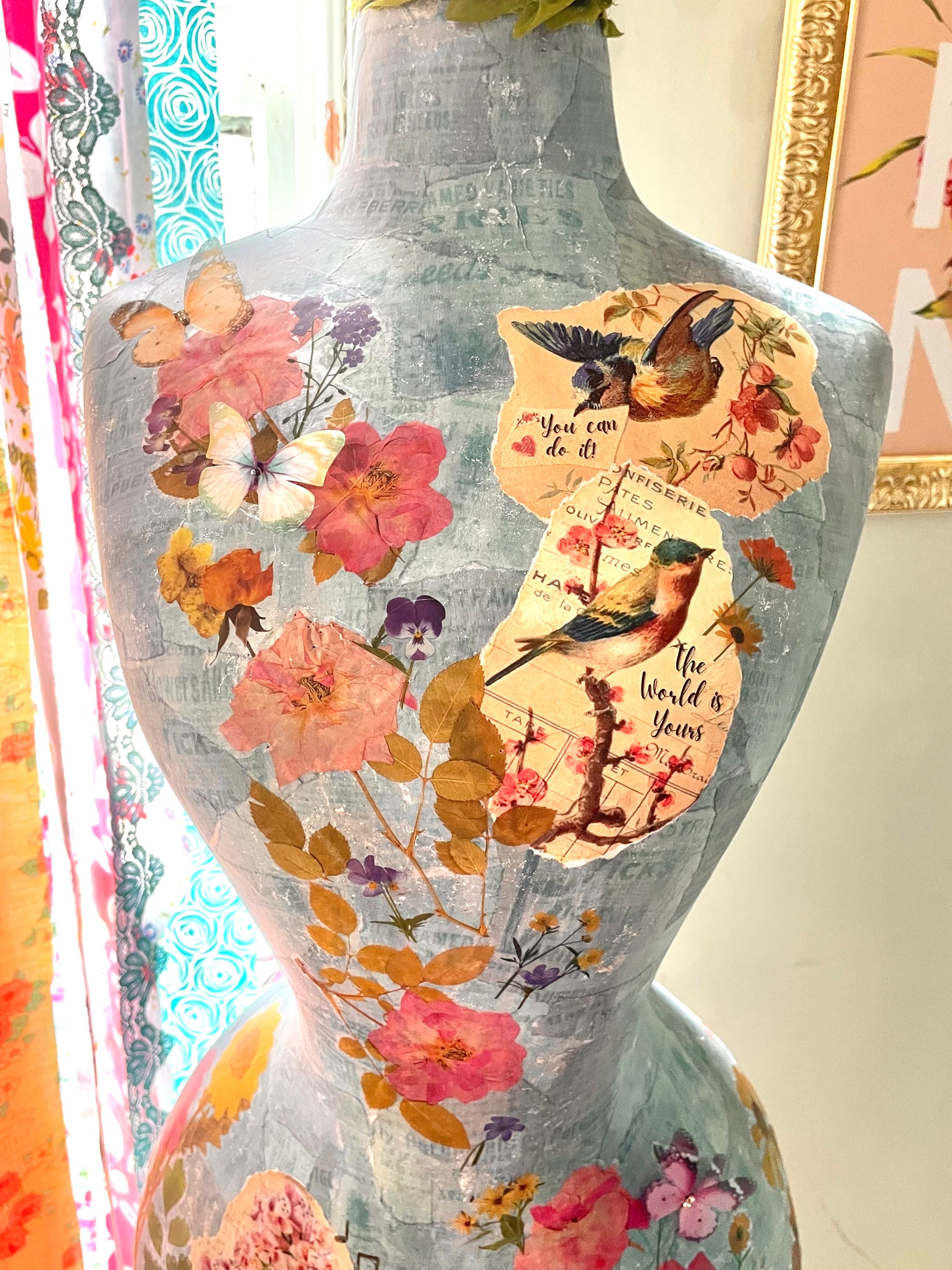 Dress Form Mannequin, Decorated Dress Form, Floral Dress Form, Garden