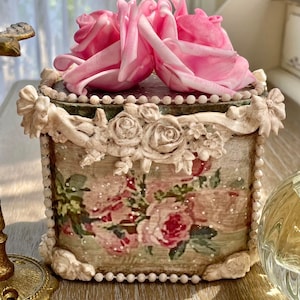 Pink Cottage Rose Box, Pink Vintage Rose Box, Pink French Country Box, Pink Victorian Box, Pink Shabby Chic Box, Pink Rose Decor