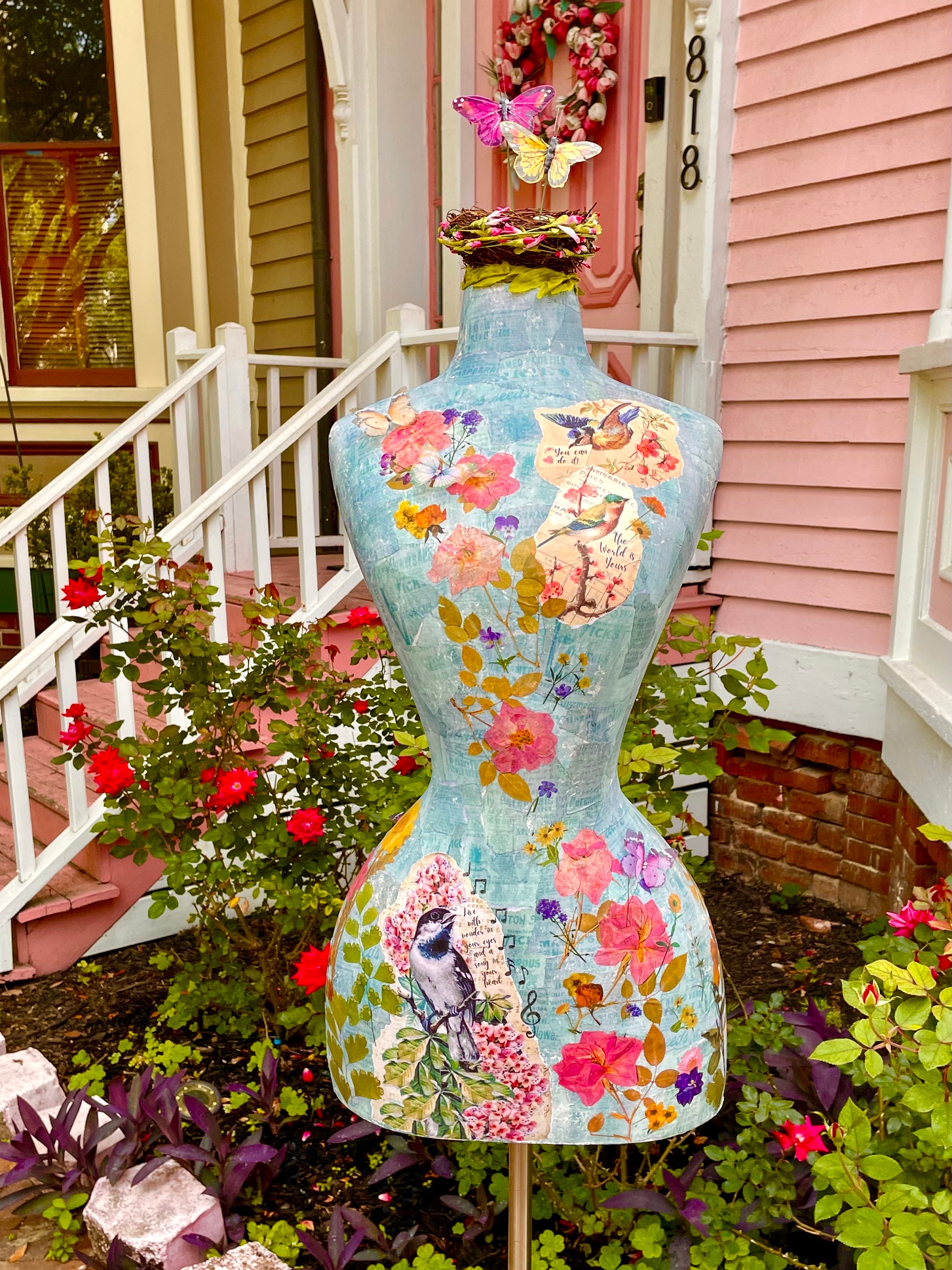 Dress Form Mannequin, Decorated Dress Form, Floral Dress Form, Garden