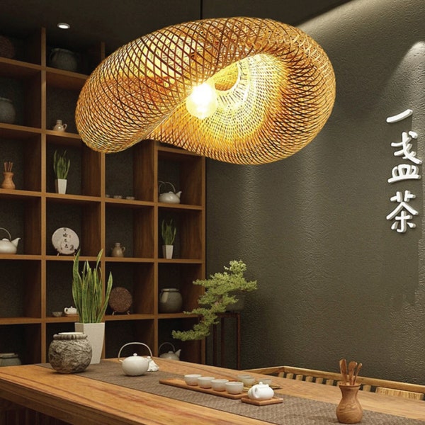 Woven Bamboo Pendant Lamp | Creates an Asian Chic Ambience | High-Quality Bamboo | Recyclable