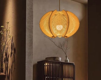 Lampe à suspension en bambou tressé | crée une ambiance asiatique chic | Bambou de haute qualité | Recyclé et recyclable