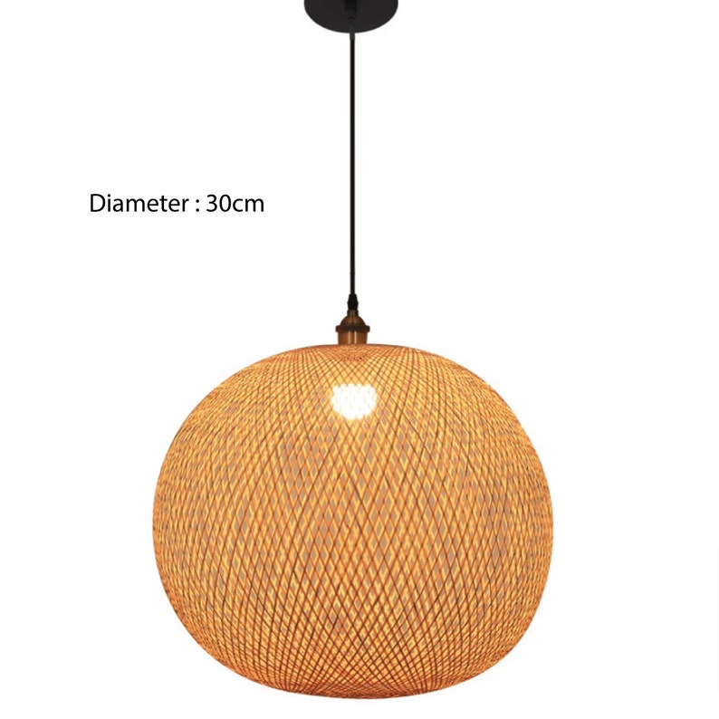 Round Woven Bamboo Pendant Lamp Creates a Retro Chic Ambience High-Quality Bamboo Recycled and Recyclable Small