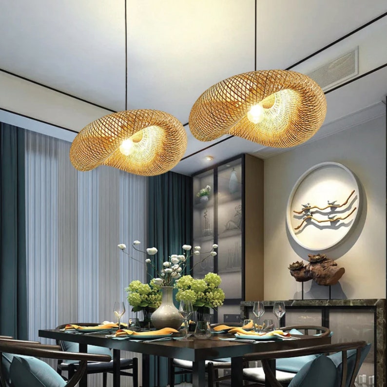 Woven Bamboo Pendant Lamp Creates an Asian Chic Ambience High-Quality Bamboo Recyclable image 3
