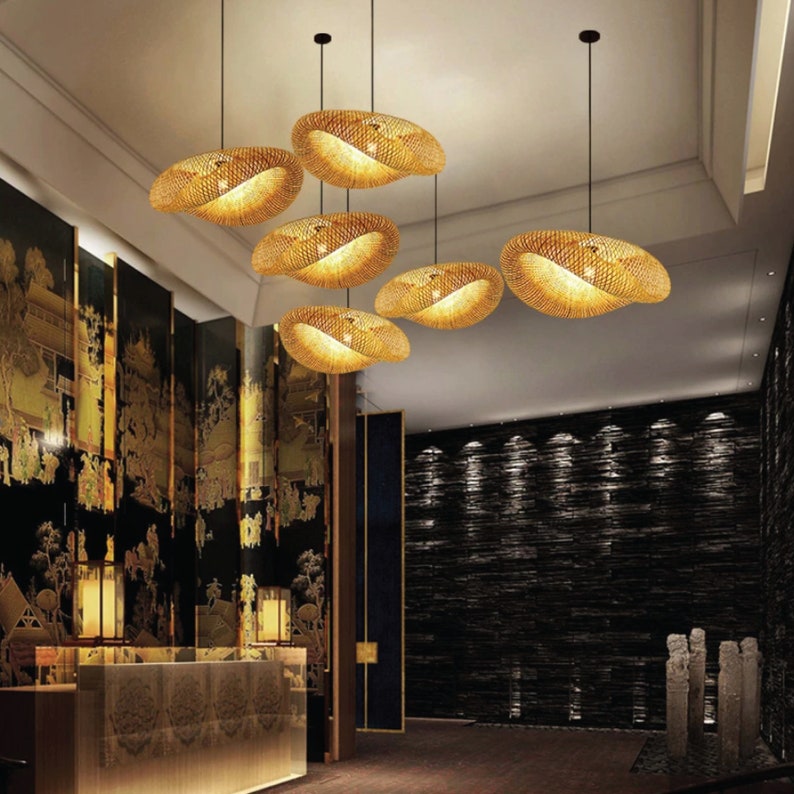 Woven Bamboo Pendant Lamp Creates an Asian Chic Ambience High-Quality Bamboo Recyclable image 2