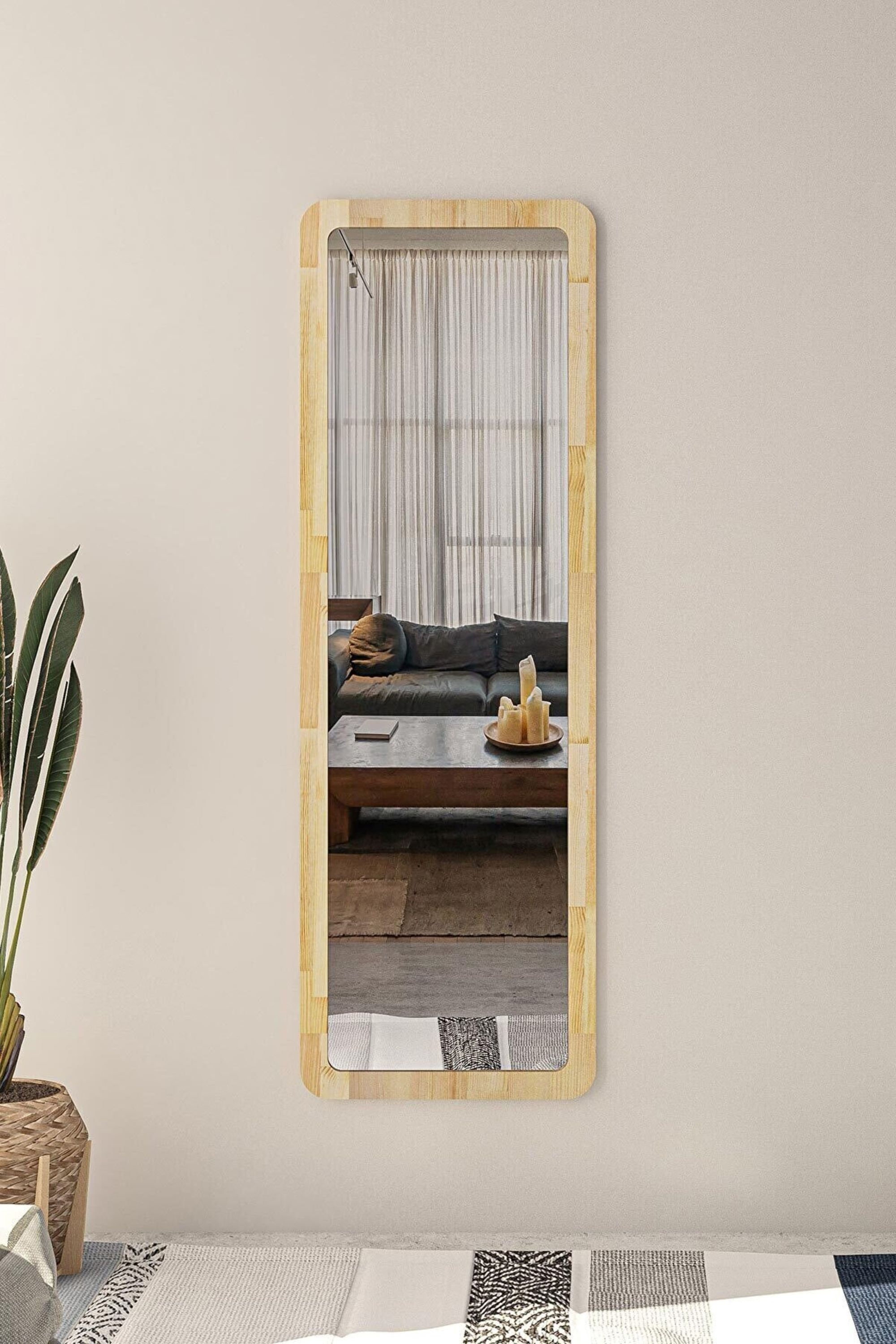 Curved Wall Art Mirrors Rustic Wood Art Mirror Naturel Pine Etsy