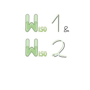 Può includere: Due illustrazioni verdi e bianche della lettera "W" con la parola "ISO" sotto ogni lettera. La prima "W" è accanto al numero "1" e la seconda "W" è accanto al numero "2".