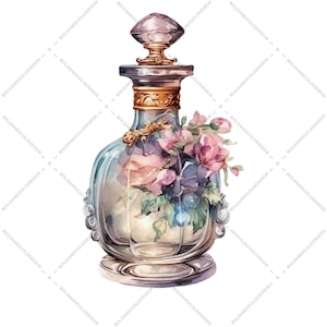 This set features elegant and nostalgic perfume bottle designs in beautiful watercolor styles, perfect for adding a touch of vintage flair to your creations.