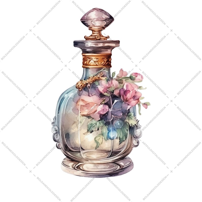 This set features elegant and nostalgic perfume bottle designs in beautiful watercolor styles, perfect for adding a touch of vintage flair to your creations.