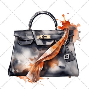 Watercolor Luxury Handbag Clipart, Watercolor Luxury Bag Clipart, Purse Clipart, PNG, JPG Instant Download