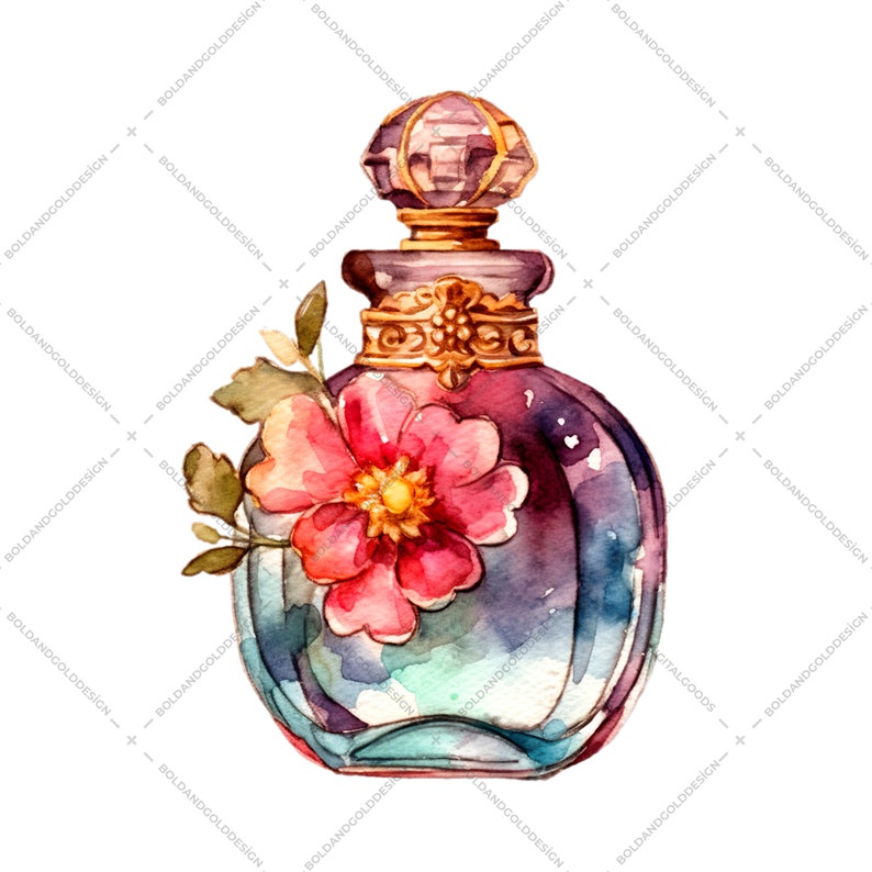 This set features elegant and nostalgic perfume bottle designs in beautiful watercolor styles, perfect for adding a touch of vintage flair to your creations.
