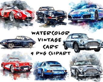 Classic Cars Clipart Bundle: High-Resolution PNG & JPG (Digital Download)