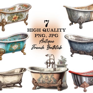 Vintage Bathtub Illustration – Ornate Clawfoot Tub Art Print