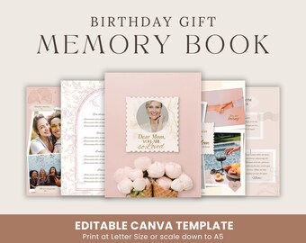 Editable Mom Birthday Memory Book: Personalized Canva Keepsake (Digital Download)