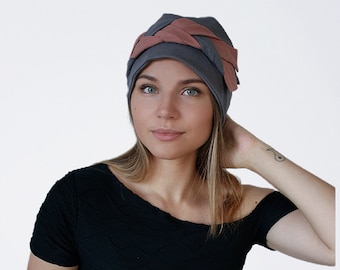 Chapeau bonnet pré-attaché, Turban en coton, Enveloppement de tête, Couvre-chef, Turban nœud pour femme, Cadeau pour elle