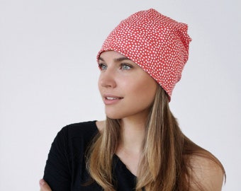 Chapeau de bonnet de chimio en coton rouge, couvre-chef confortable pour post-chimiothérapie ou cadeau