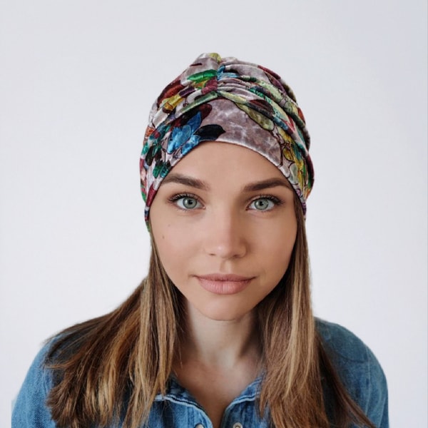 Bonnet en velours chimio pour femmes, chapeau turban chimio, couvre-chef, couvre-chef