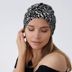 Turban Headwrap, Pre tied Turban Hat, Chemo Headwear, Alopecia, Animal Print Turban
