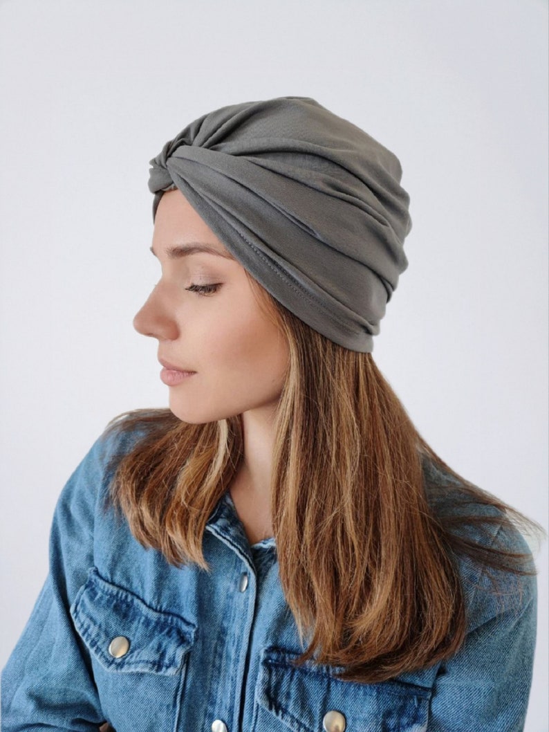 Grey chemo turban