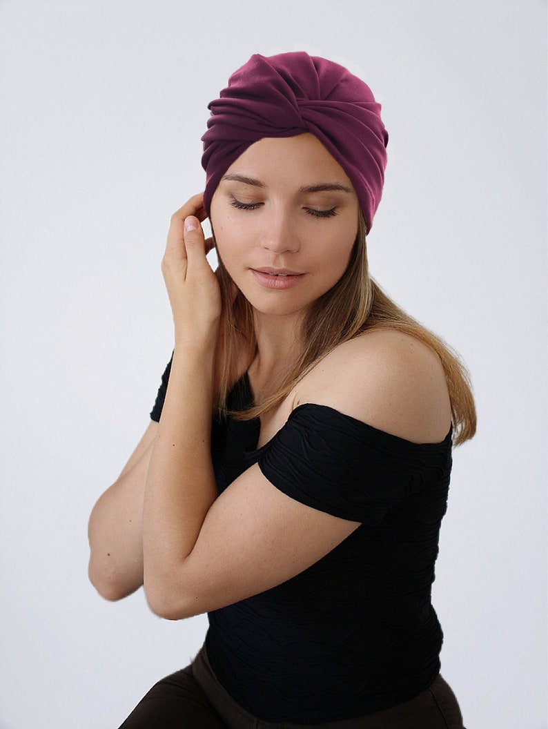 Pre tied turban, beanie hat, headwear, chemo headcovering