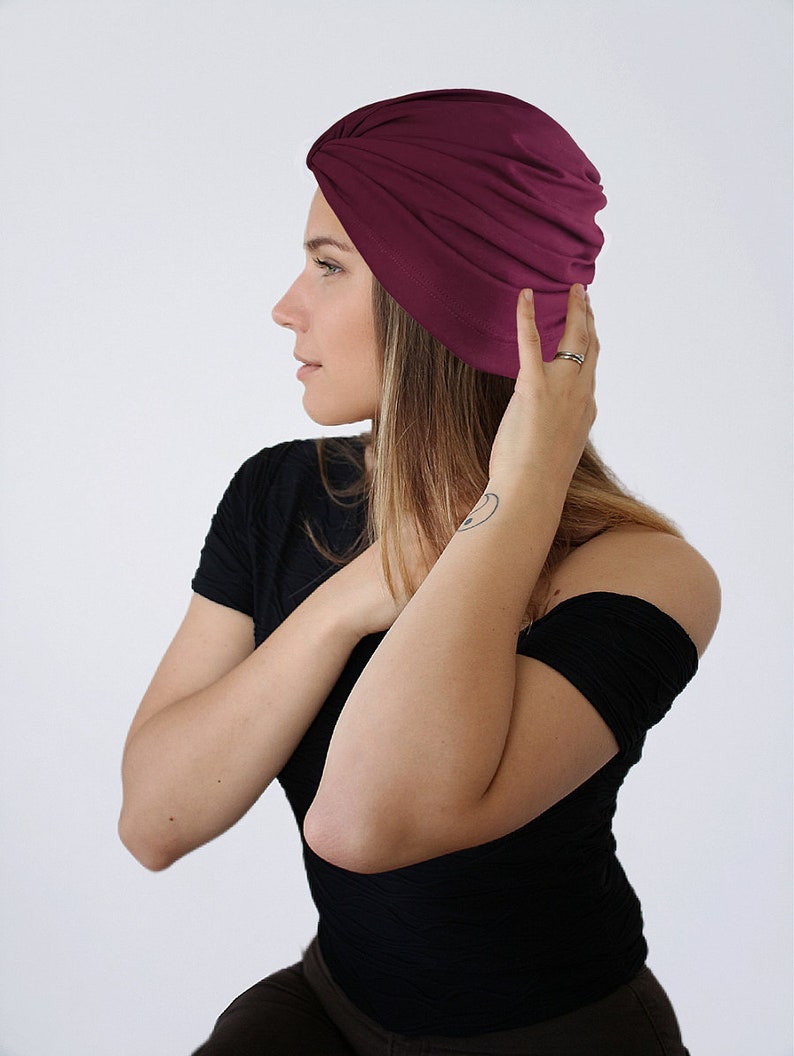 Pre tied turban, beanie hat, headwear, chemo headcovering