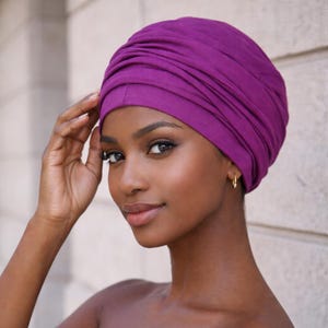 Châle prénoué en cachemire, foulard bleu, couvre-chef chaud, turban bohème pour femme, bandeau turban en laine