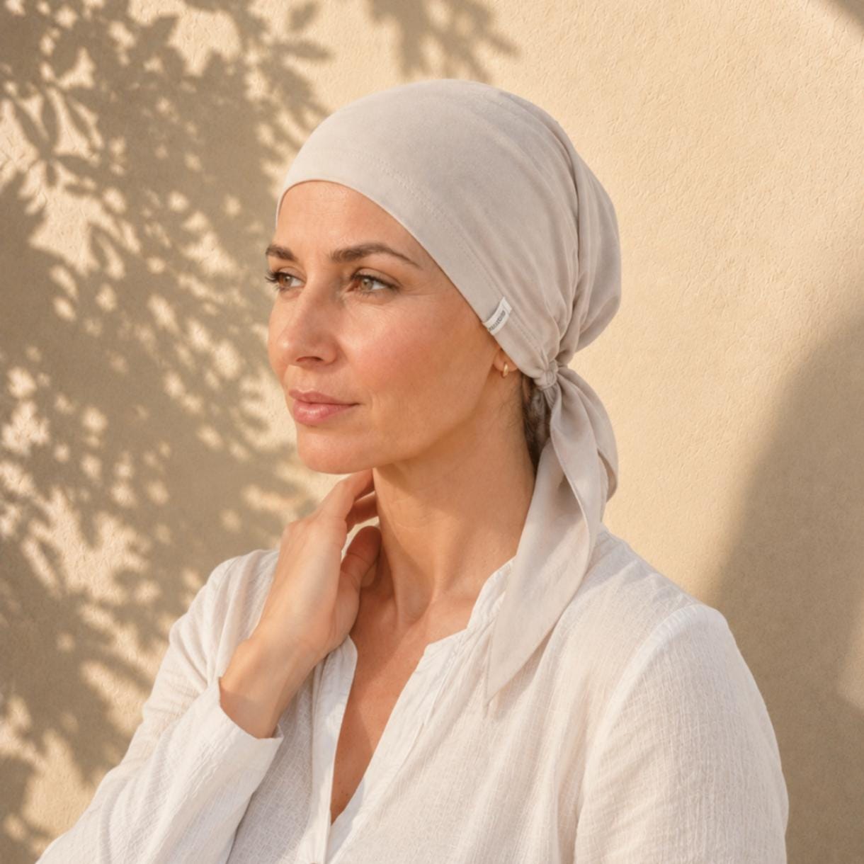 Lightweight cotton strech-pre-tied chemo head scarf: End of chemo gift - Super soft pre-tied tichel - Nurses and Doctors headwear - Oncology