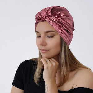 Velvet Turban Headwrap, Pre tied Turban Hat, Chemo Headwear, Alopecia, Chemo Turban