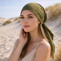Tichel, Headwrap, Hair covering, Head Scarf, Pre tied Headwear, Alopecia, Chemo product logo