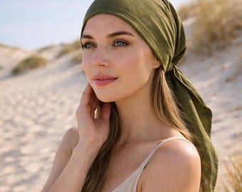 Tichel, Headwrap, Hair covering, Head Scarf, Pre tied Headwear, Alopecia, Chemo