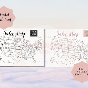 Suivi de la carte des ventes | Modèle Canva | Imprimable États-Unis | Carte des ventes Etsy | Carte des objectifs | Carte à colorier | États-Unis | Carte des ventes aux États-Unis