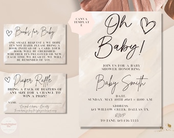 Minimalist Baby Shower Invitation Template | Gender Neutral (Canva Editable)