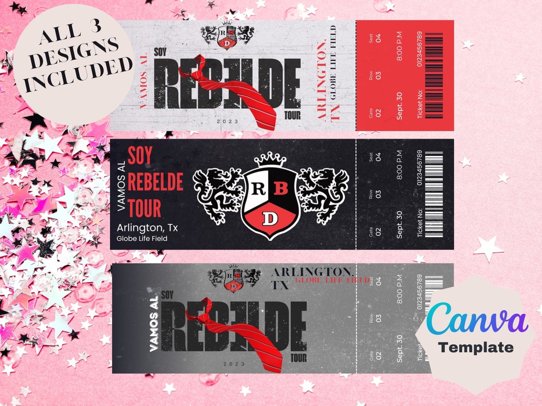 RBD Soy Rebelde Tour Surprise Concert Ticket Concert Ticket Editable