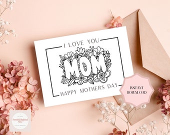 Mother's Day Coloring Card | Printable Activity for Kids (Instant Download)