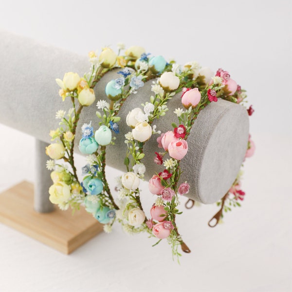 Fairy Elf Flower Crown Rustic Flower Headpiece Elven Circlet Girl Floral Hair Wreath Wedding Bridal Bridesmaid Hairband Fancy Head Dress