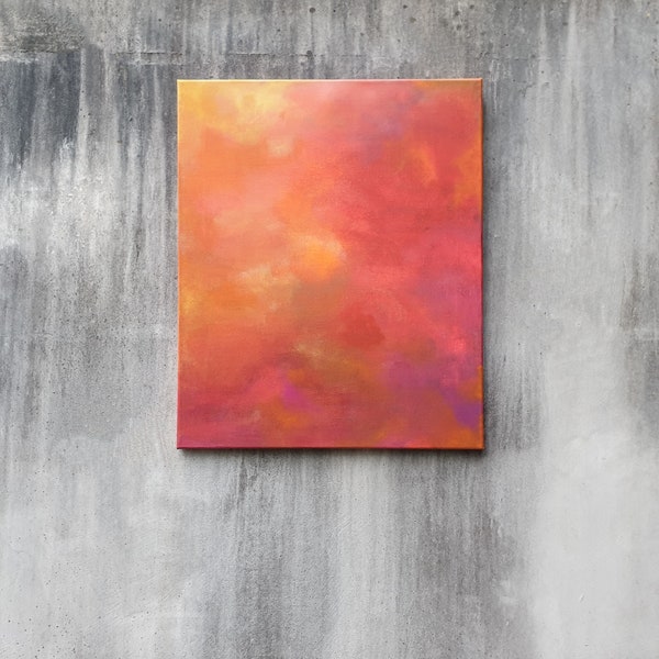 Art abstrait, 40 x 50 cm, rouge orange, art moderne, minimaliste, art mural moderne, acrylique, toile