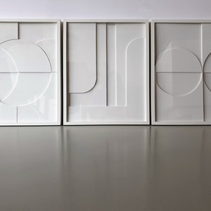 Set of 3, 3D relief structural image, abstract art, wall art, relief image, wall decoration