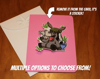 Stoner Birthday Card with Removable Sticker
