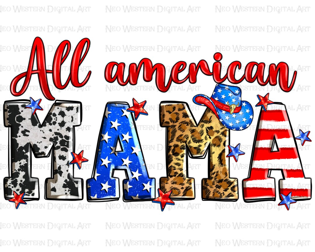 All American Mama Png Sublimation Design Download, 4th of July Png ...