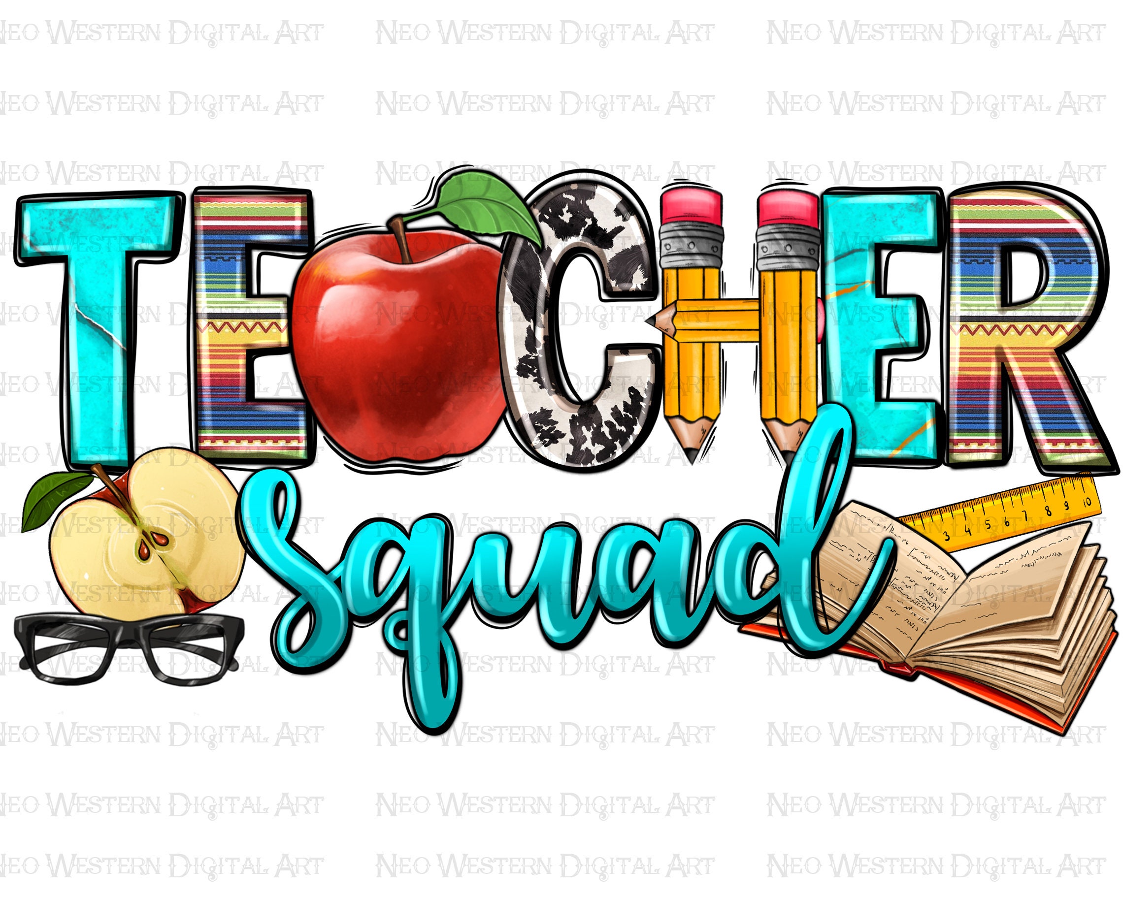 Teacher Squad Png Sublimation Design Download, Back to School Png ...